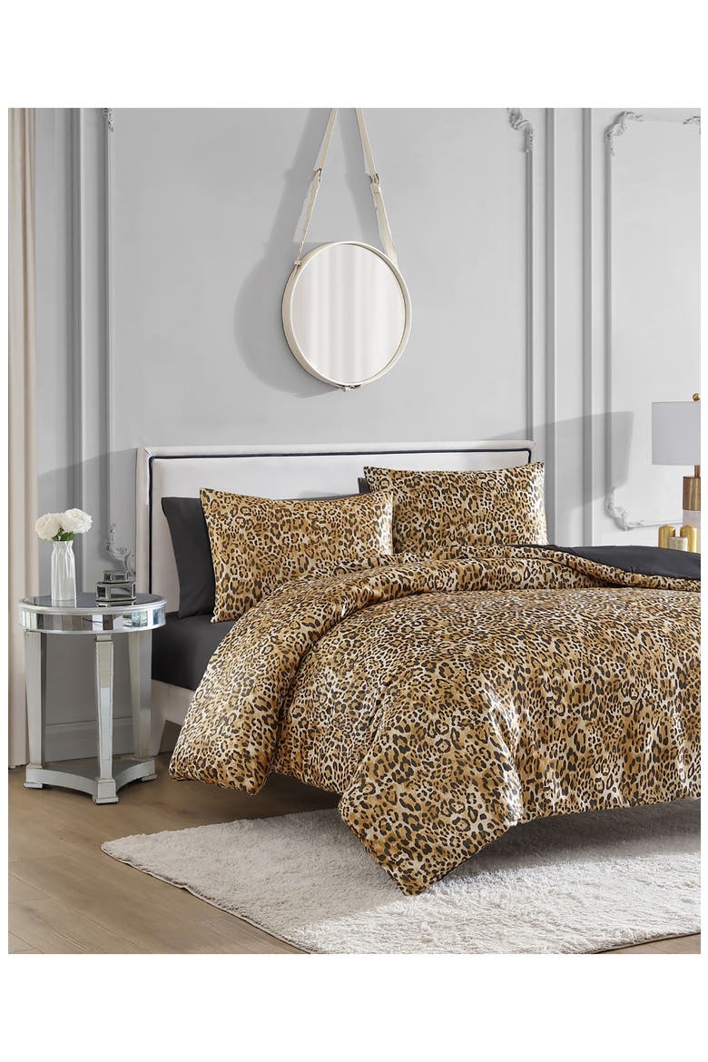 Monica Leopard Print Comforter Set, Alternate, color, BROWN