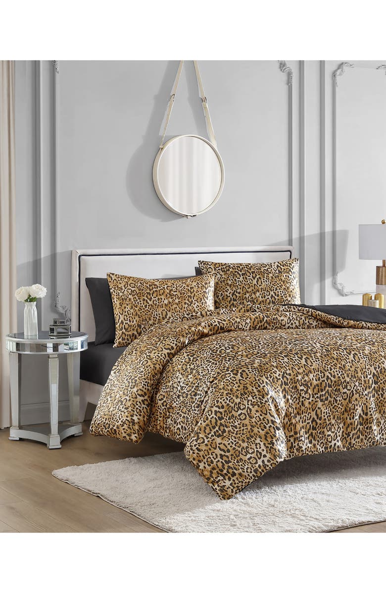 Juicy Couture Monica Leopard Print Comforter Set, Alternate, color, Brown