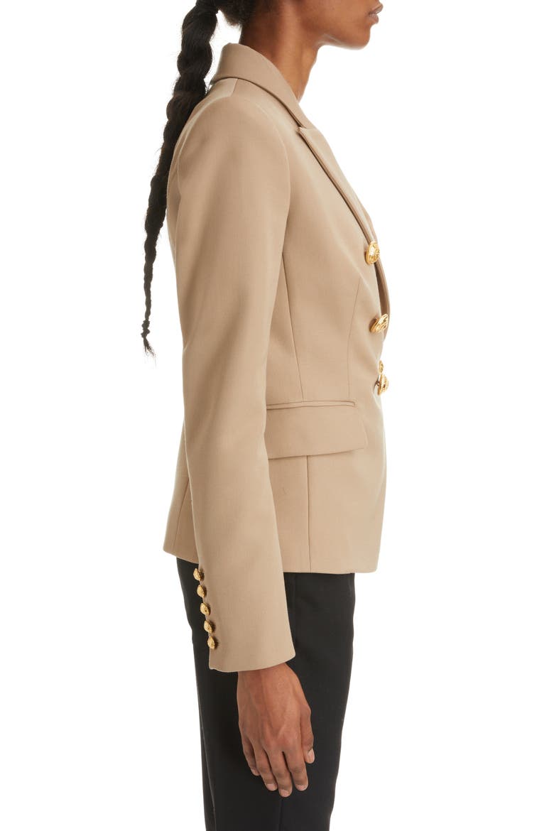Double Breasted Grain de Poudre Wool Jacket, Alternate, color, SAND