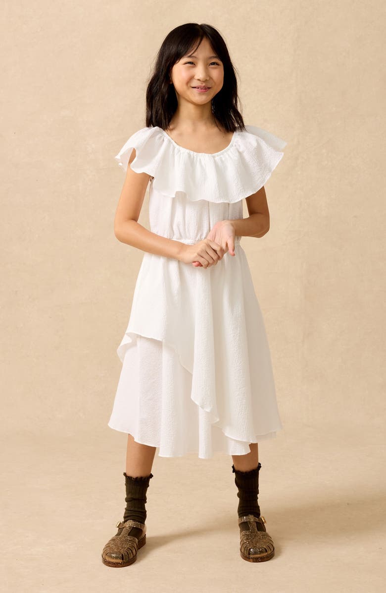 The Sunday Collective Kids' Crinkle Crepe Flutter Dress, Alternate, color, White