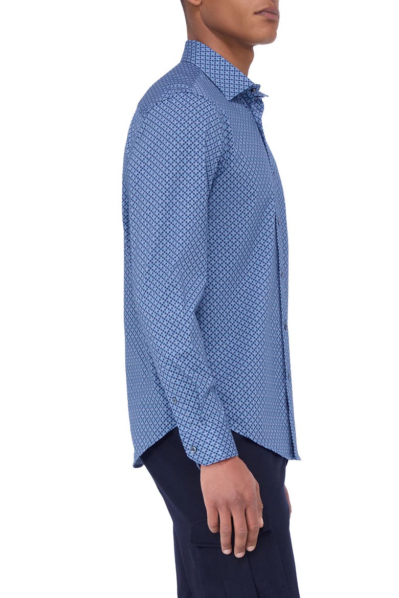 James OoohCotton® Microcheck Button-Up Shirt, Alternate, color, CLASSIC BLUE