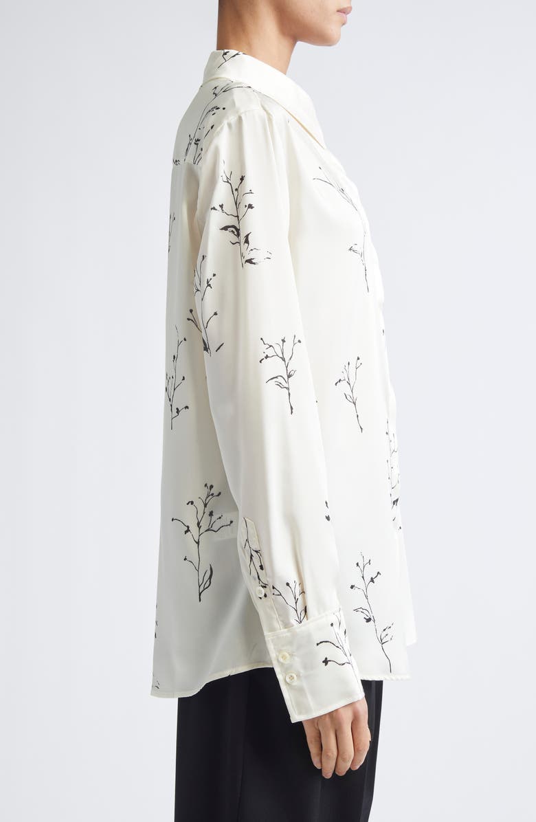 Altuzarra Chika Floral Print Silk Button-Up Shirt, Alternate, color, Ivory Botanical