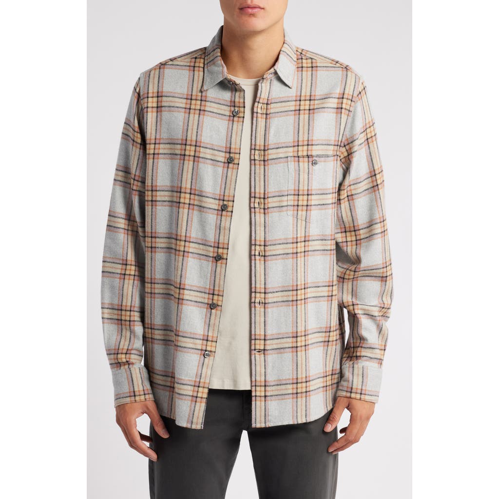 Treasure & Bond Grindle Brushed Plaid Shirt In Grey Heather- Multi Sal Plaid