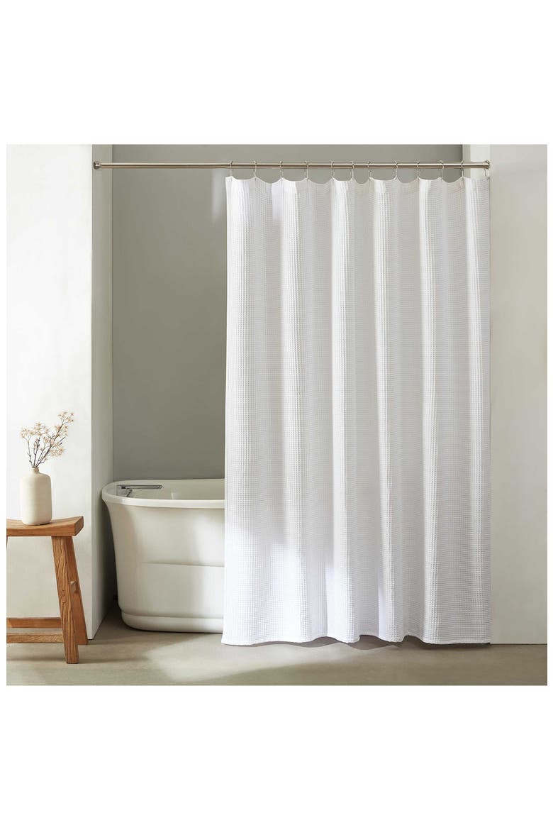 Waffle Weave Shower Curtain, Main, color, WHITE
