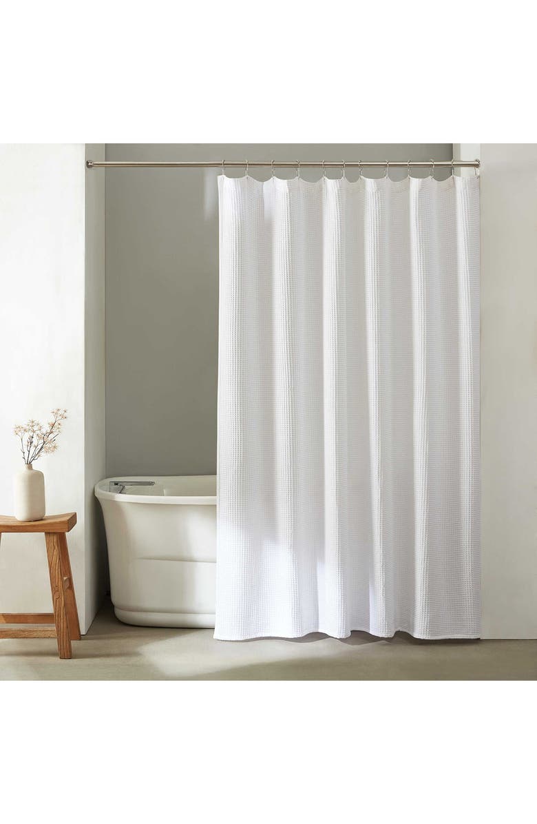 Calvin Klein Waffle Weave Shower Curtain, Main, color, White