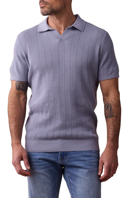 The Normal Brand Robles Textured Knit Polo In Faded Denim