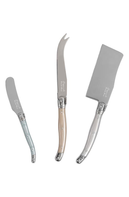 French Home 3-piece Faux Mother-of-pearl Assorted Cheese Knives In Silver Multi