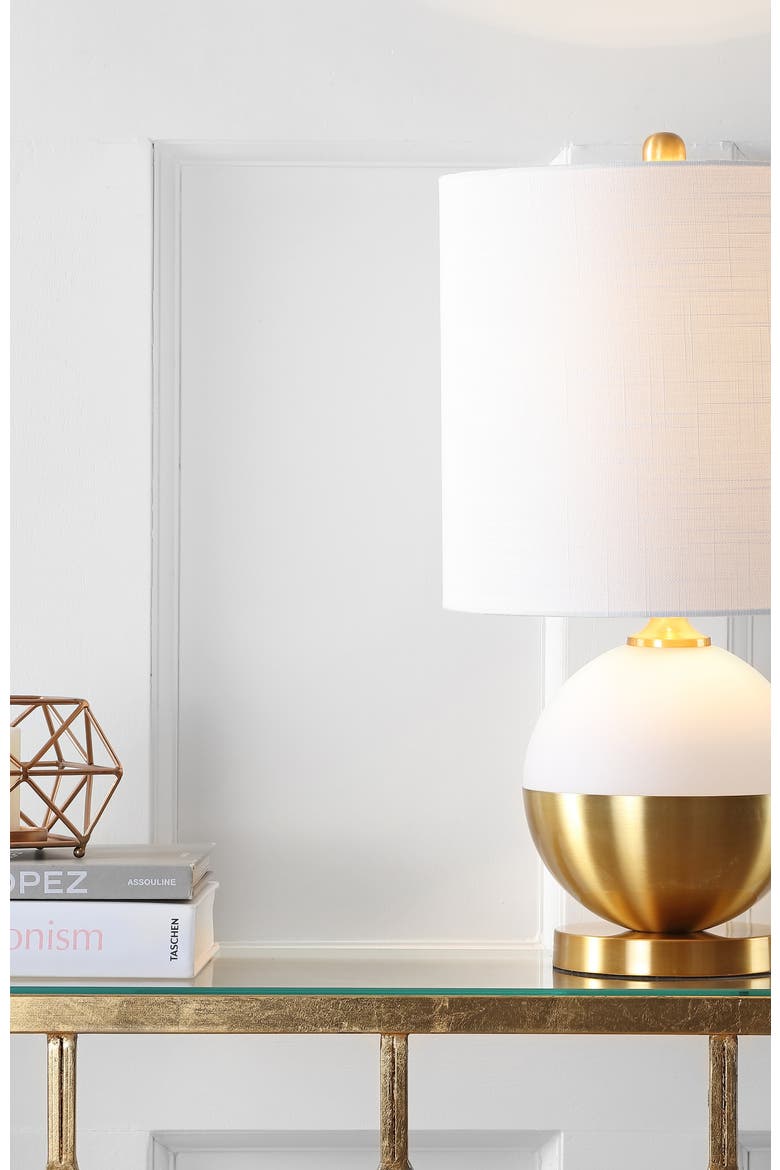 Carr 23.5" Ceramic/Metal LED Table Lamp, White/Brass, Alternate, color, White/Brass
