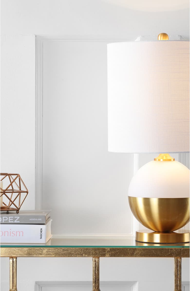 JONATHAN Y Carr 23.5" Ceramic/Metal LED Table Lamp, White/Brass, Alternate, color, White/Brass