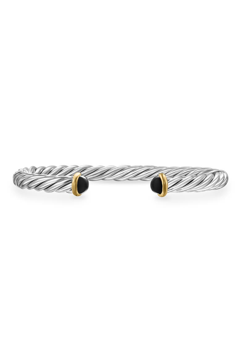 Cable Cuff Bracelet in Sterling Silver with 14K Yellow Gold, 6mm, Main, color, SILVER/ GOLD/ BLACK ONYX