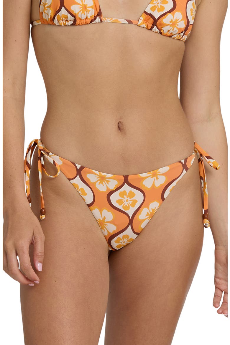 Sol Groove Side Tie Tanga Bikini Bottoms, Main, color, TANGERINE