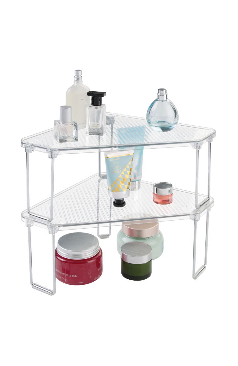 mDesign Plastic/Steel Corner Stackable Rack, Bathroom, 2 Pack, Alternate, color,