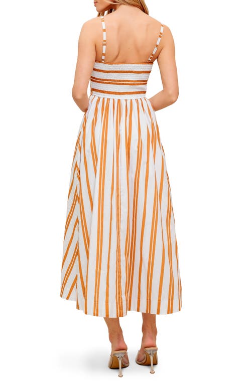 Flying Tomato Stripe Cotton Fit & Flare Maxi Sundress In Brown