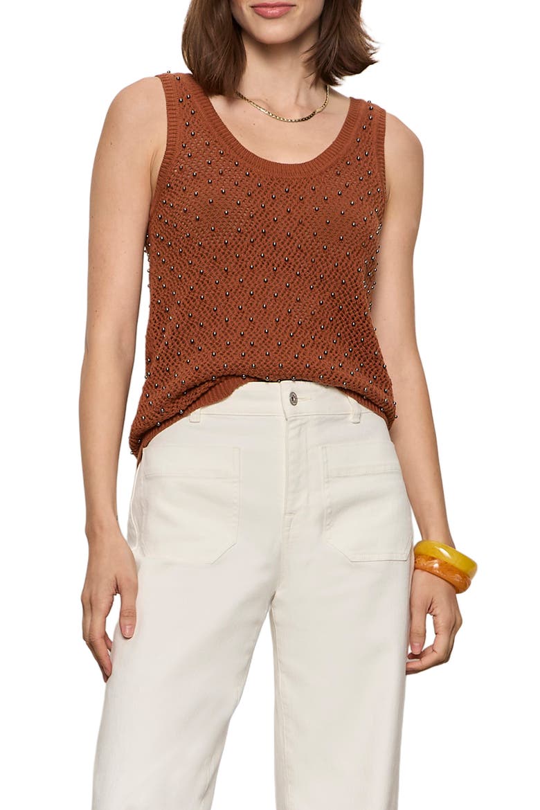 Dune Studded Cotton Tank, Alternate, color, ANCIENT CLAY