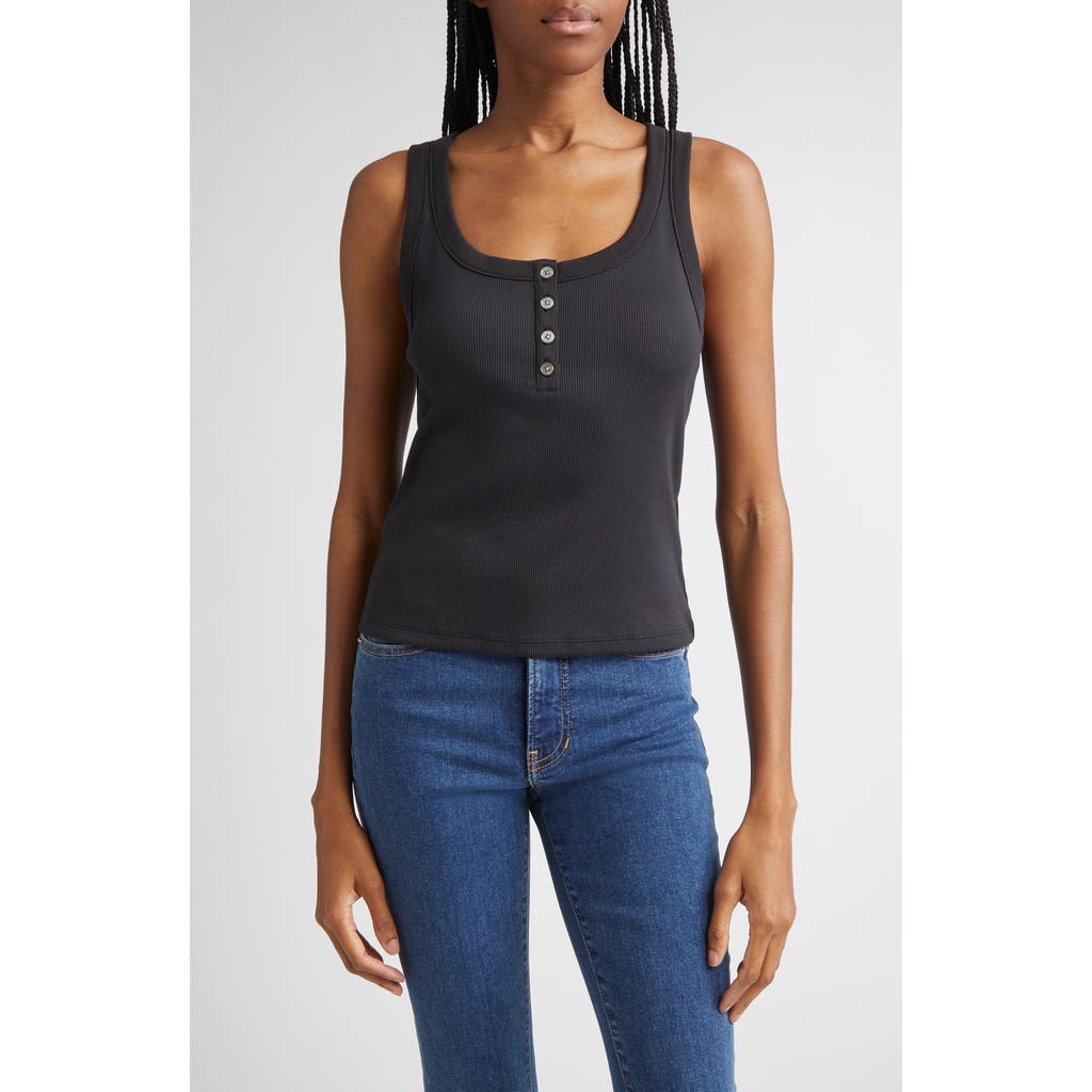 Veronica Beard Abbott Rib Henley Tank in Black  product