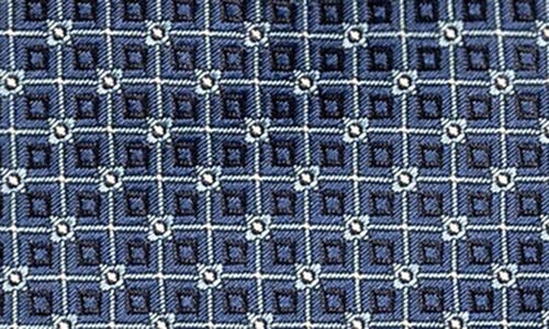 Eton Navy Geometric Pattern Silk Jacquard Tie In Blue