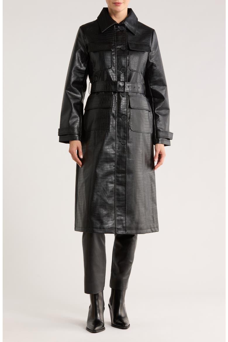 Rebecca Minkoff Croc Embossed Faux Leather Trench Coat (Women