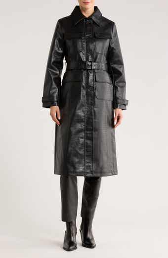 Rebecca Minkoff Croc Embossed Faux Leather Trench Coat