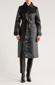 Rebecca Minkoff Croc Embossed Faux Leather Trench Coat