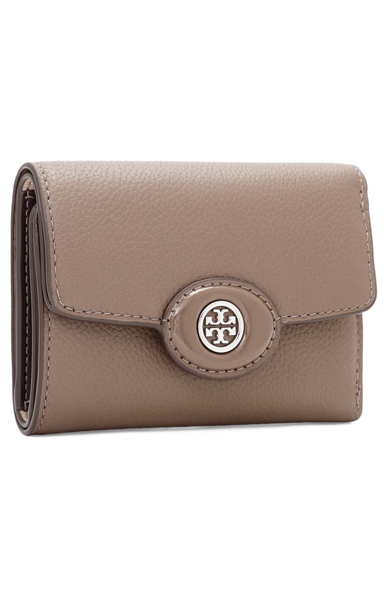 Tory Burch Robinson Small Pebbled Leather Wallet, Alternate, color, Wild Mushroom