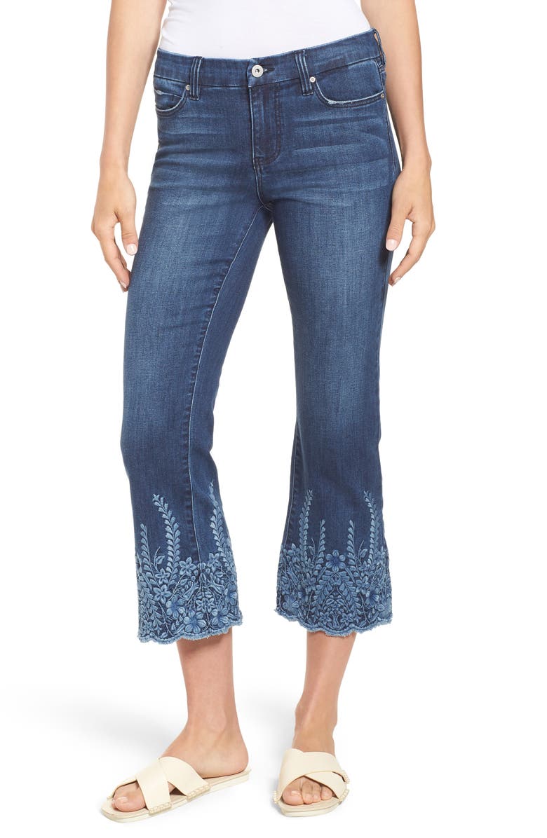 Liverpool LVPL by Liverpool Coco Embroidered Hem Crop Jeans, Main, color, 