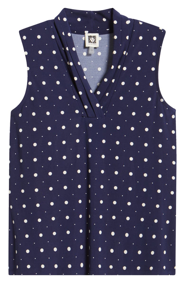 Anne Klein Polka Dot Triple Pleat Sleeveless Top, Alternate, color, 