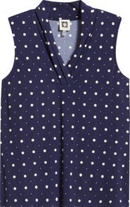 Anne Klein Polka Dot Triple Pleat Sleeveless Top