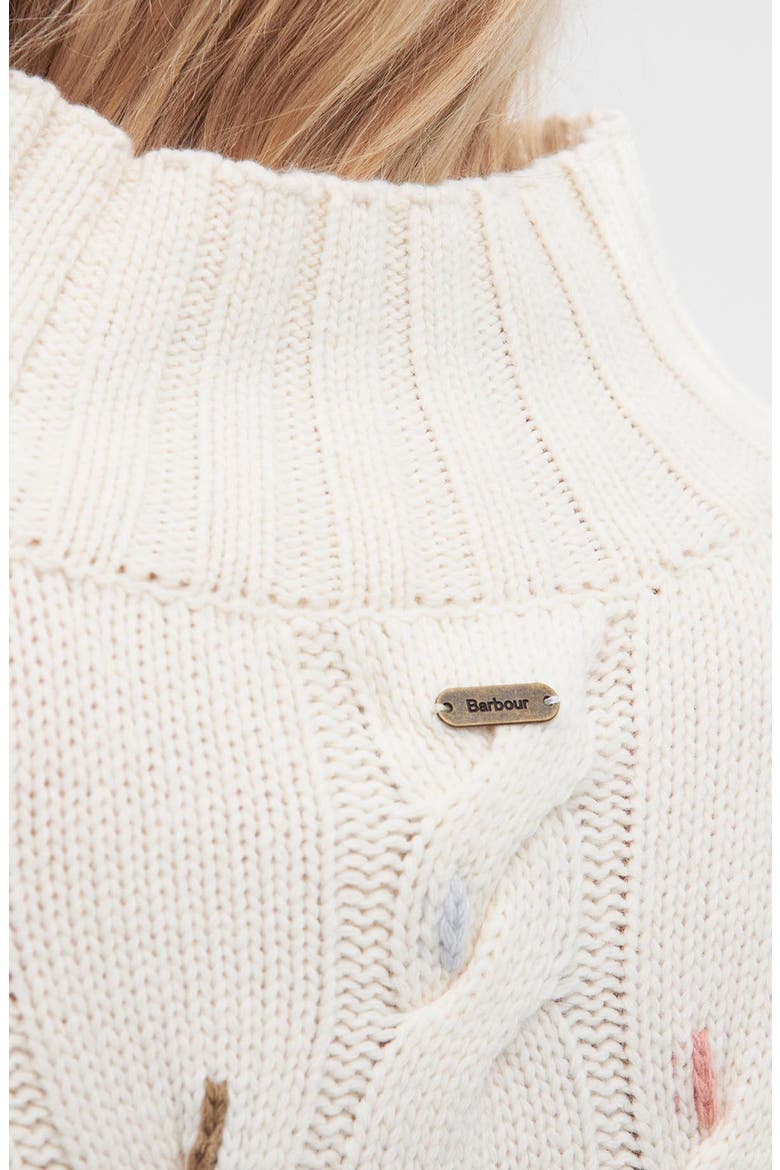 Fleur Cable Wool Blend Mock Neck Sweater, Alternate, color, ECRU BEIGE