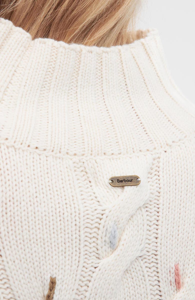 Barbour Fleur Cable Wool Blend Mock Neck Sweater, Alternate, color,