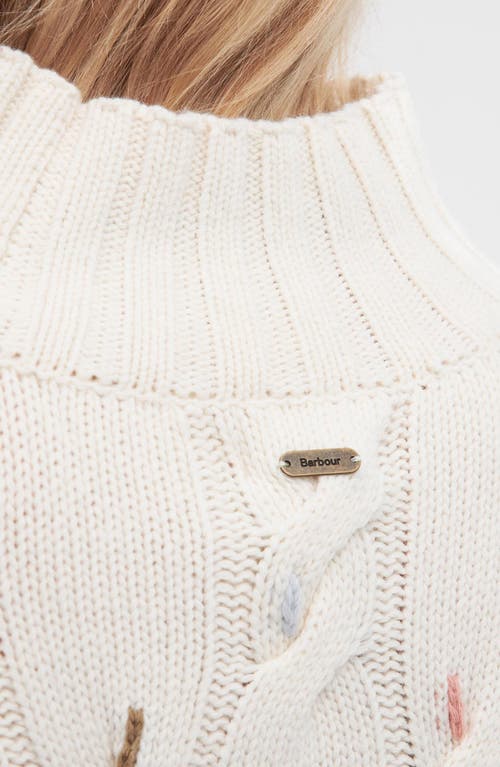 Barbour Fleur Cable Wool Blend Mock Neck Sweater In Neutral