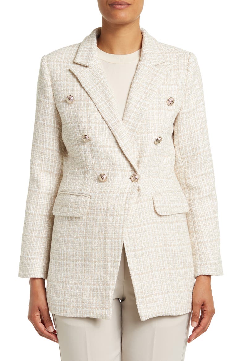 Princess Polly Tweed Blazer, Alternate, color, BEIGE MARLE