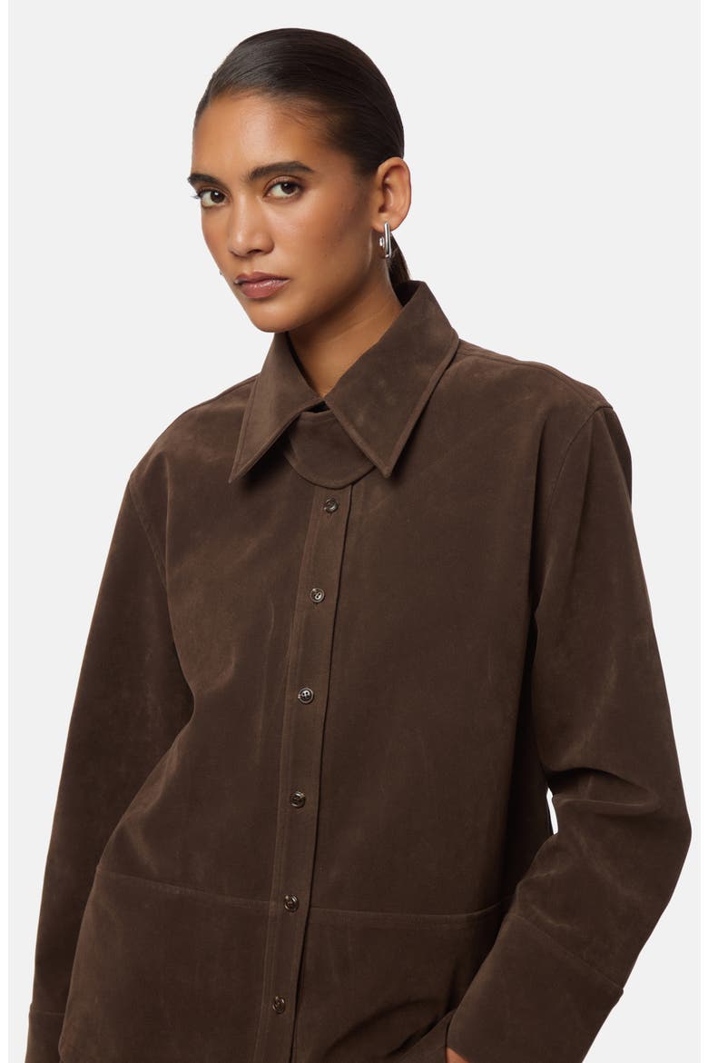 Ren Faux Suede Overshirt, Alternate, color, DARK BROWN