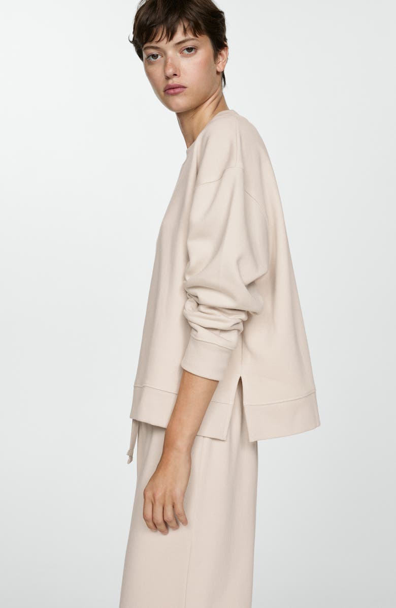 MANGO Wide Leg Cotton Drawstring Pants, Alternate, color, 