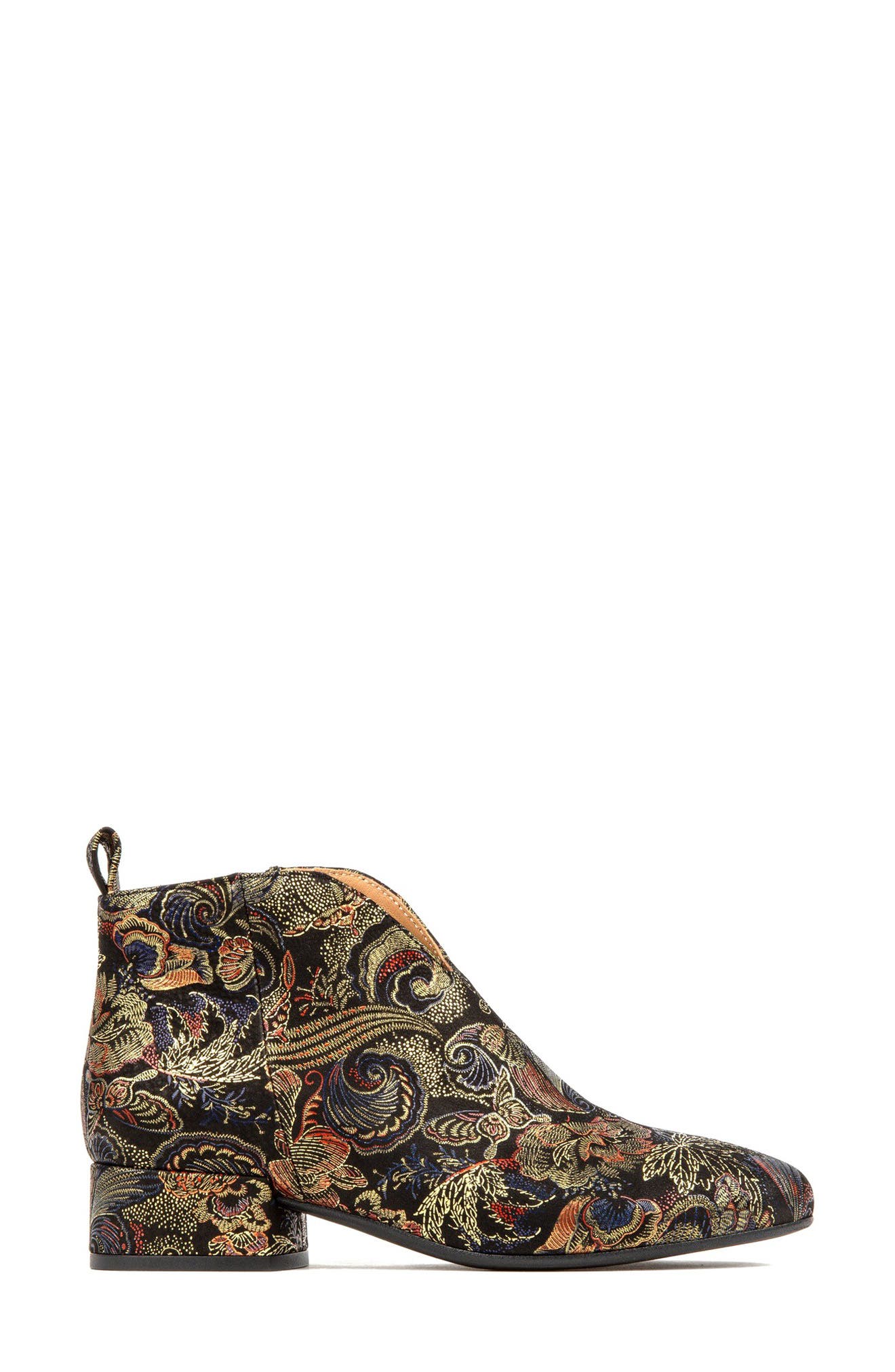 Iris Floral Embroidery Bootie, Alternate, color, BLACK