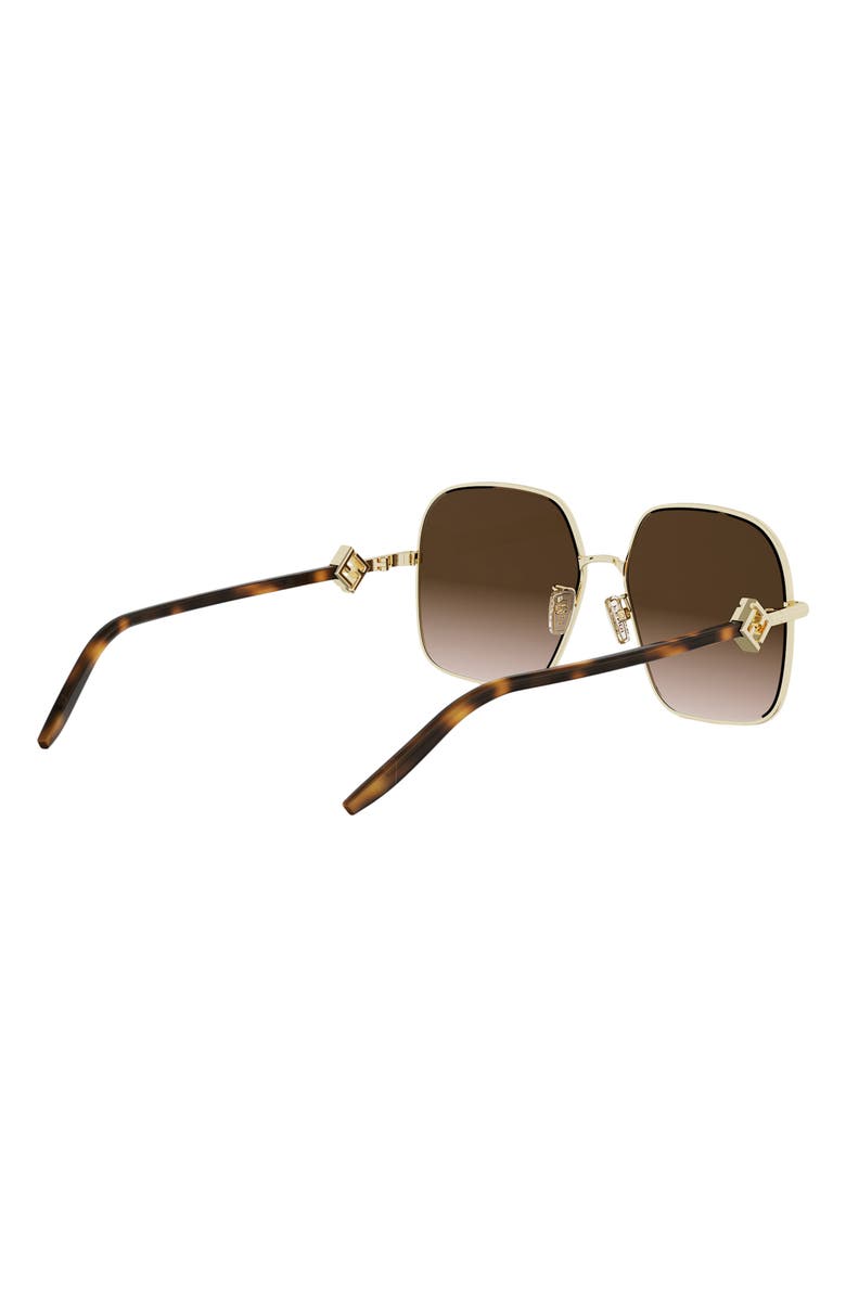 Fendi FF Diamonds 58mm Gradient Square Sunglasses, Alternate, color, Shiny Endura Gold / Brown