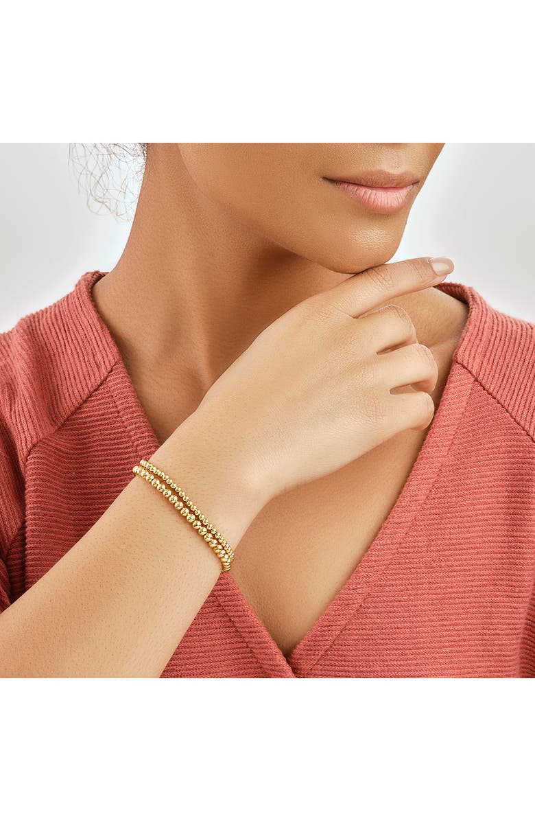 Sterling Forever 14K Gold Plated Beaded Stretch Bracelet Set, Alternate, color, Gold