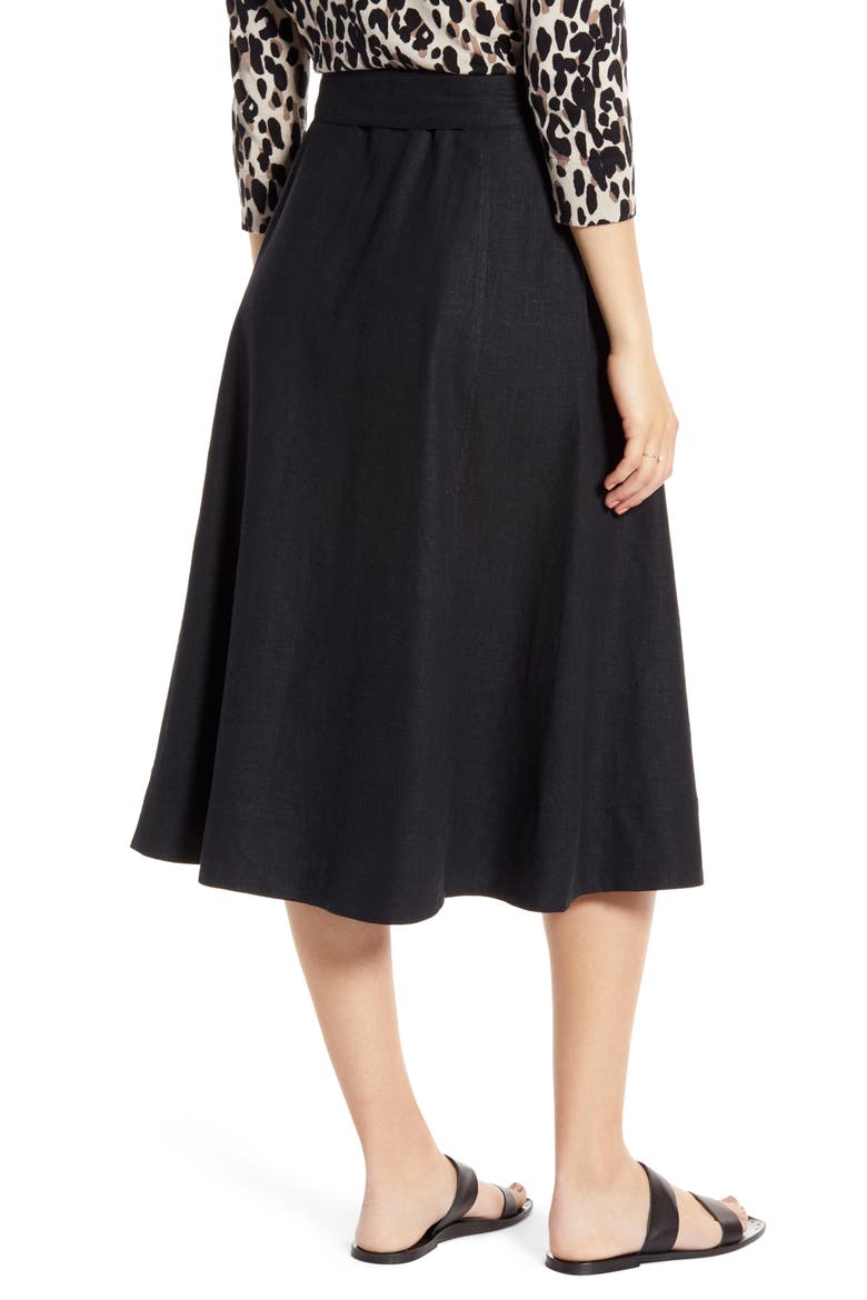 Side Slit Midi Skirt, Alternate, color, BLACK
