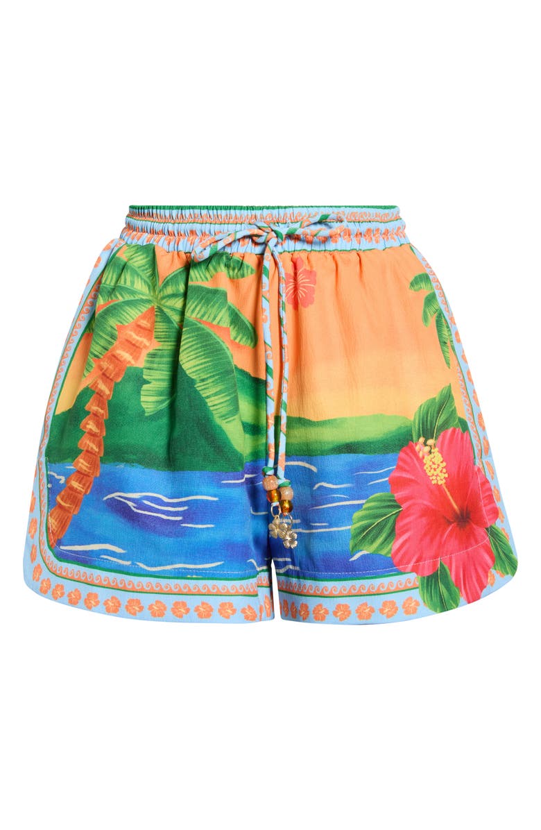 Kulani Kinis Printed Cover-Up Shorts, Alternate, color, Coral Cobana