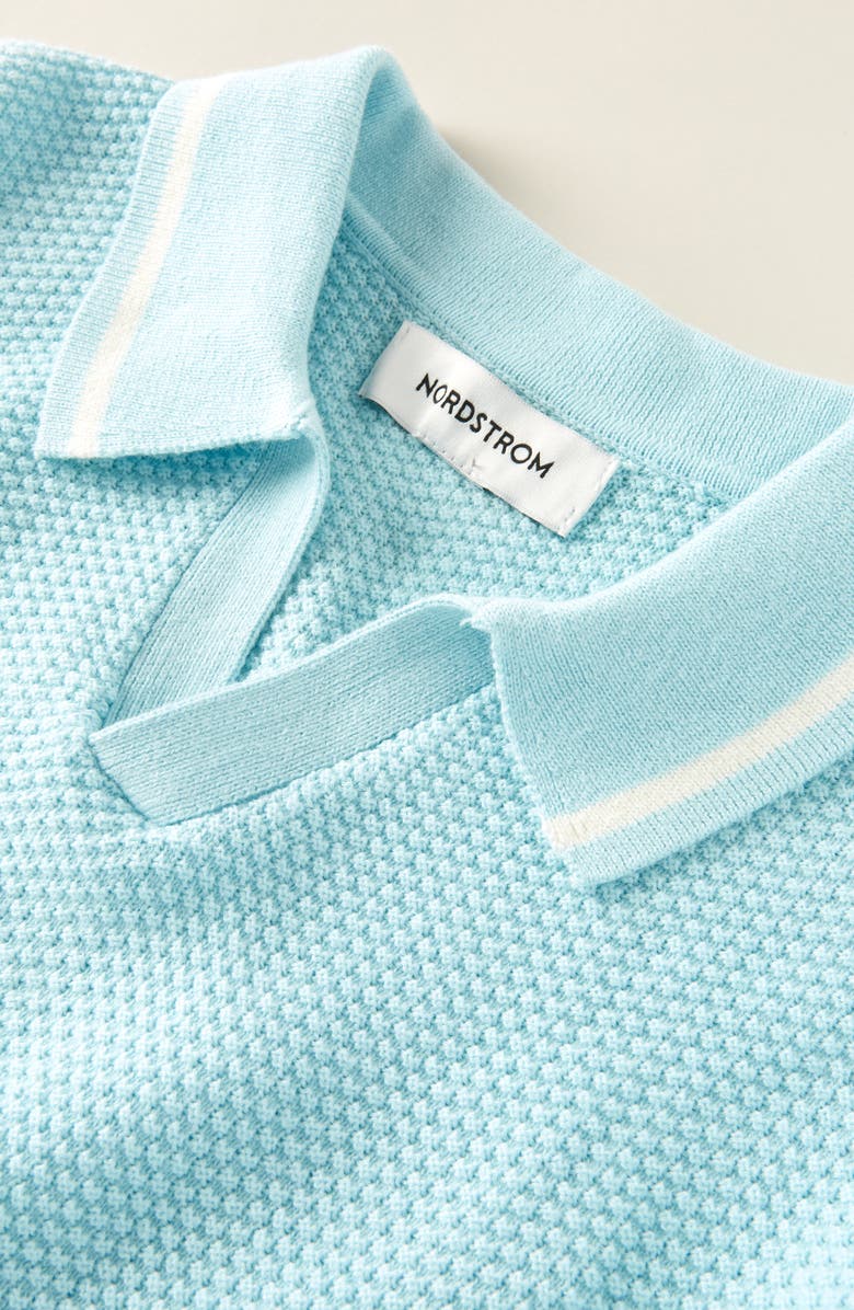 Nordstrom Kids' Tipped Cotton Polo Sweater, Alternate, color, Blue Aqua
