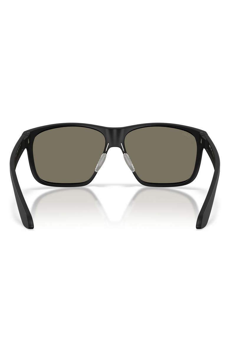 Costa Del Mar Trades 60mm Polarized Square Sunglasses, Alternate, color, Matte Black / Blue Mirror 580G