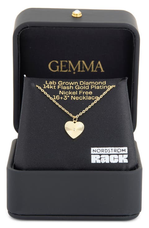 14K Gold Plated Lab Grown Diamond Fluted Heart Pendant Necklace