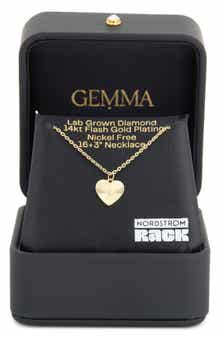 NORDSTROM RACK 14K Gold Plated Lab Grown Diamond Fluted Heart Pendant Necklace
