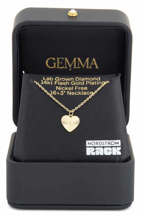 NORDSTROM RACK 14K Gold Plated Lab Grown Diamond Fluted Heart Pendant Necklace