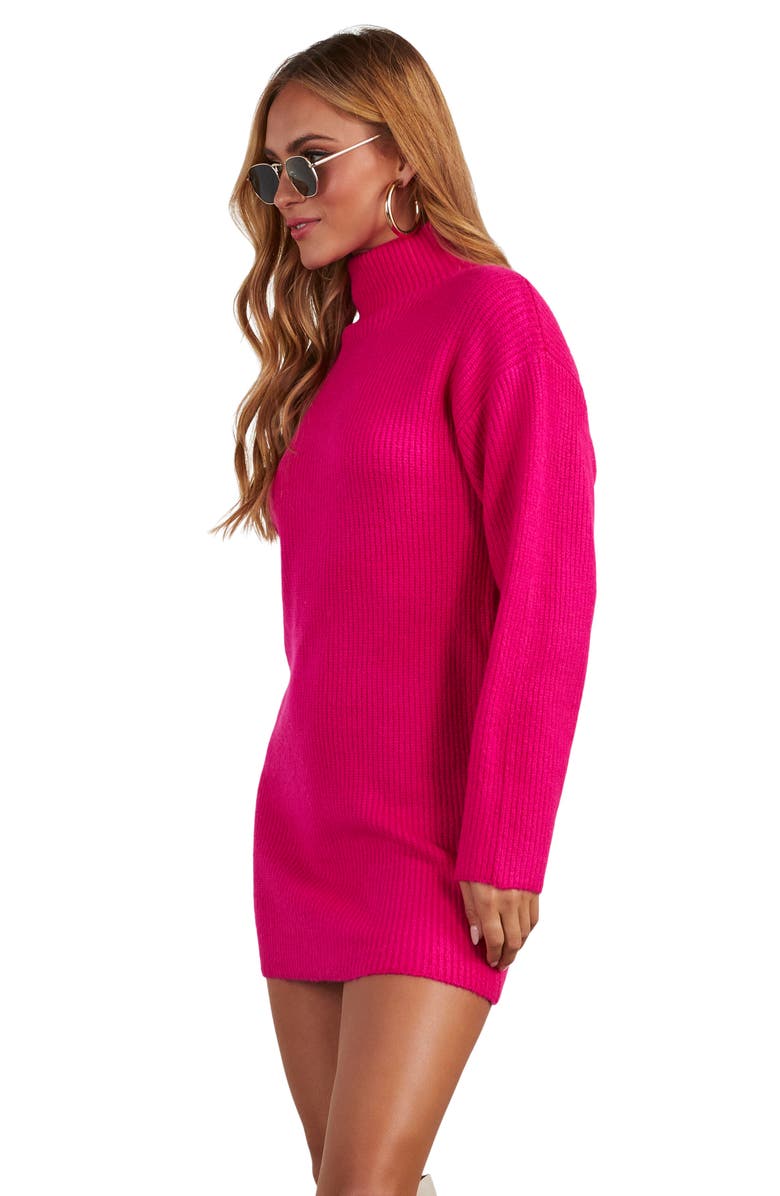 VICI Collection Uptown Girl Long Sleeve Funnel Neck Mini Sweater Dress, Alternate, color, 