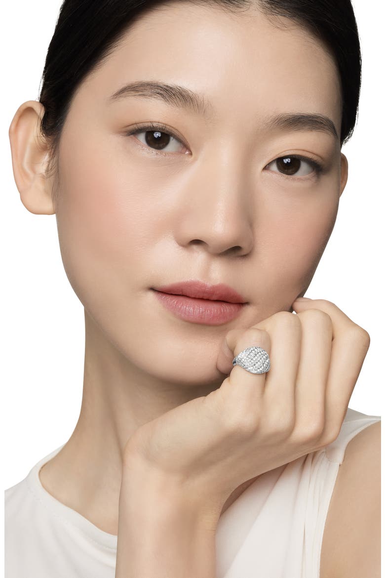 Sculpted Cable Pinky Ring in 18K White Gold with Pavé Diamonds, Alternate, color, 18K WHITE GOLD