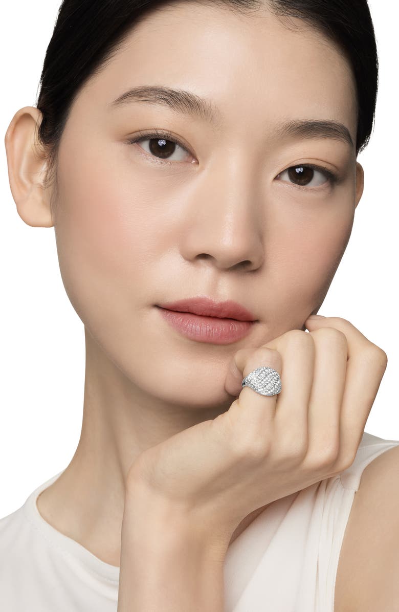 David Yurman Sculpted Cable Pinky Ring in 18K White Gold with Pavé Diamonds, Alternate, color, 18K White Gold