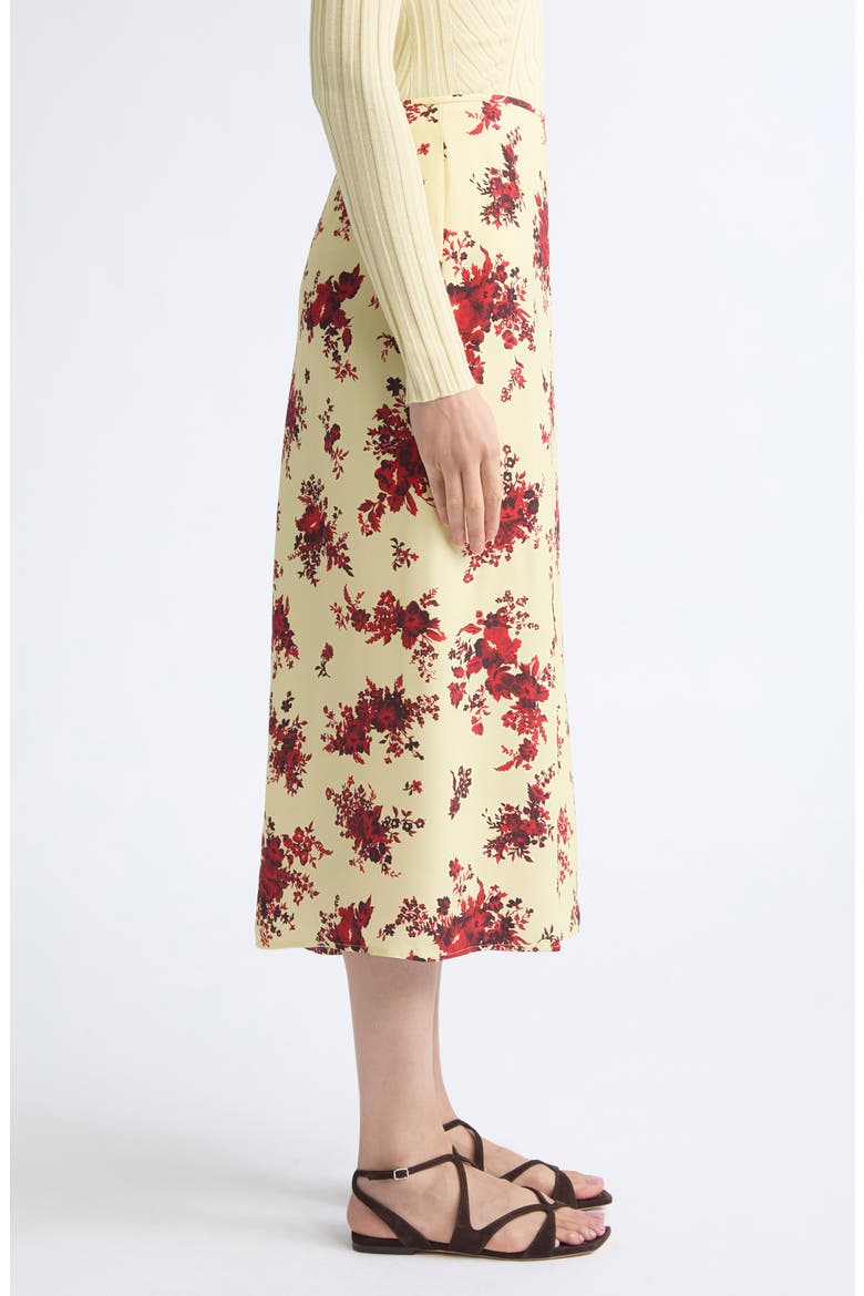 Floral Print Fluid Satin Midi Skirt, Alternate, color, RUBY YELLOW