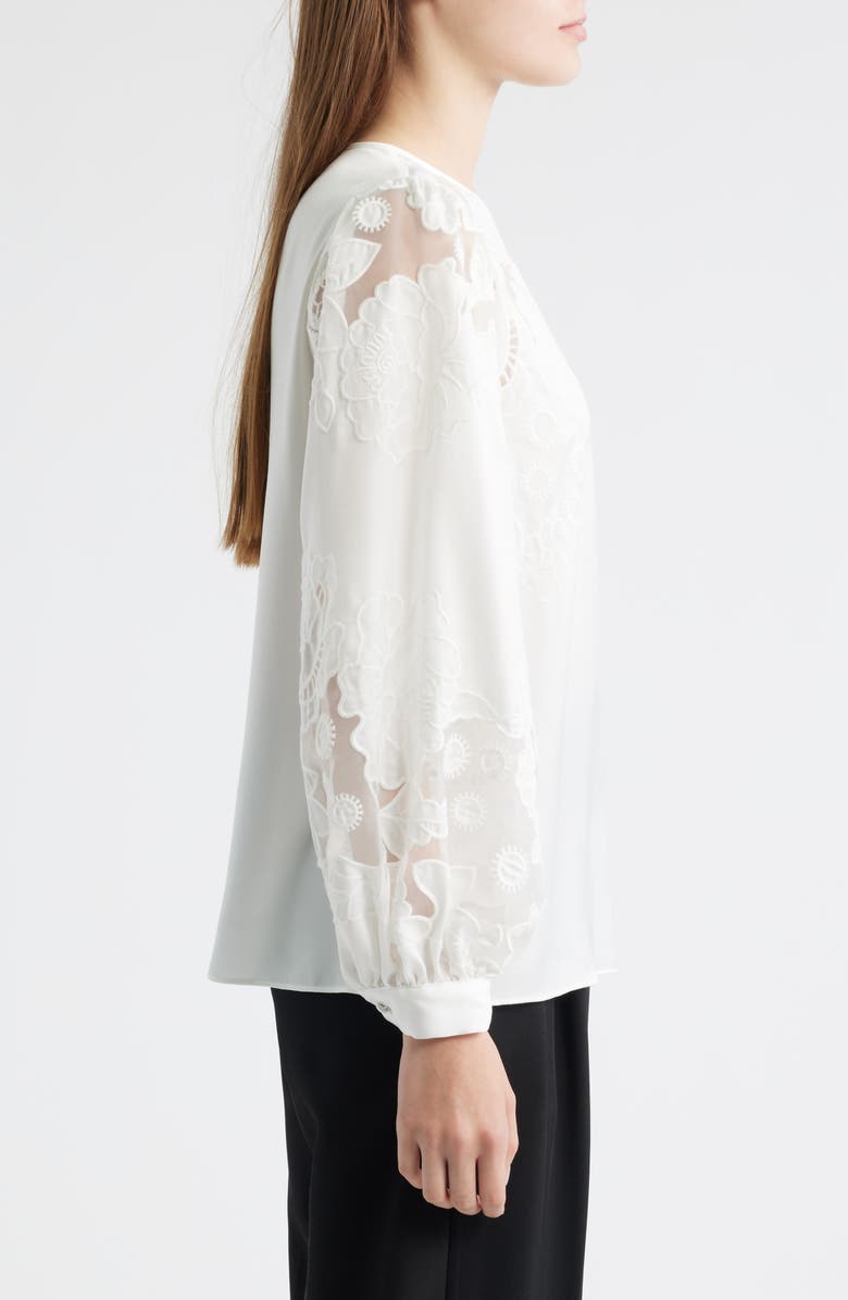 Elie Tahari The Alisa Floral Mesh Long Sleeve Shirt, Alternate, color, 