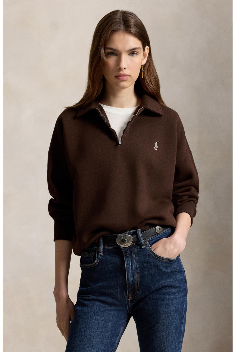 Arctic Fleece Quarter Zip Pullover, Alternate, color, BROWN
