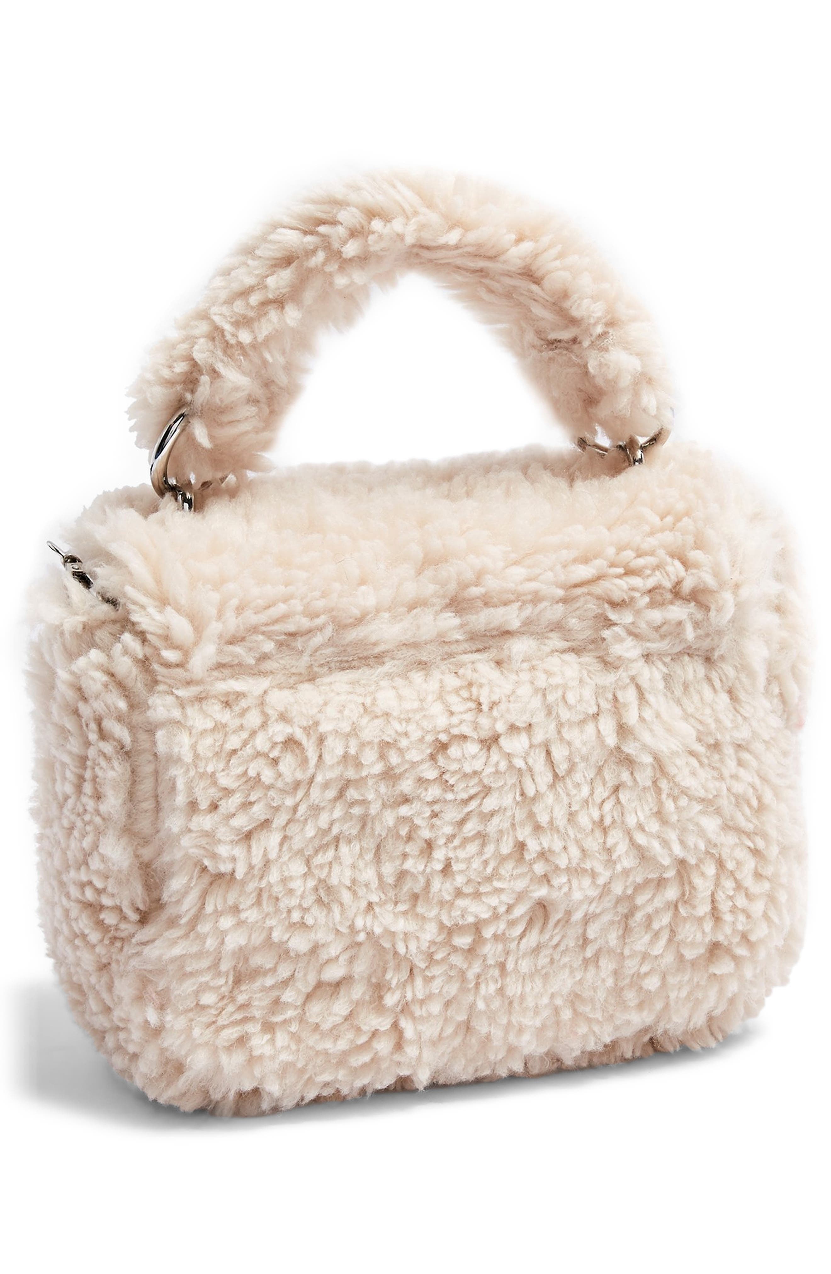 Faux Shearling Shoulder Bag, Alternate, color, CREAM
